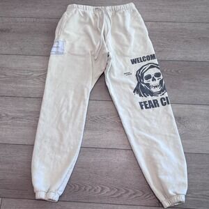 Mr. Saturday Sweatpants Mens Small Cream Welcome To Fear City Graphic Joggers